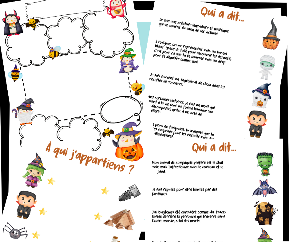 jeu pour enfant à imprimer : suite logique d'halloween : sorcière