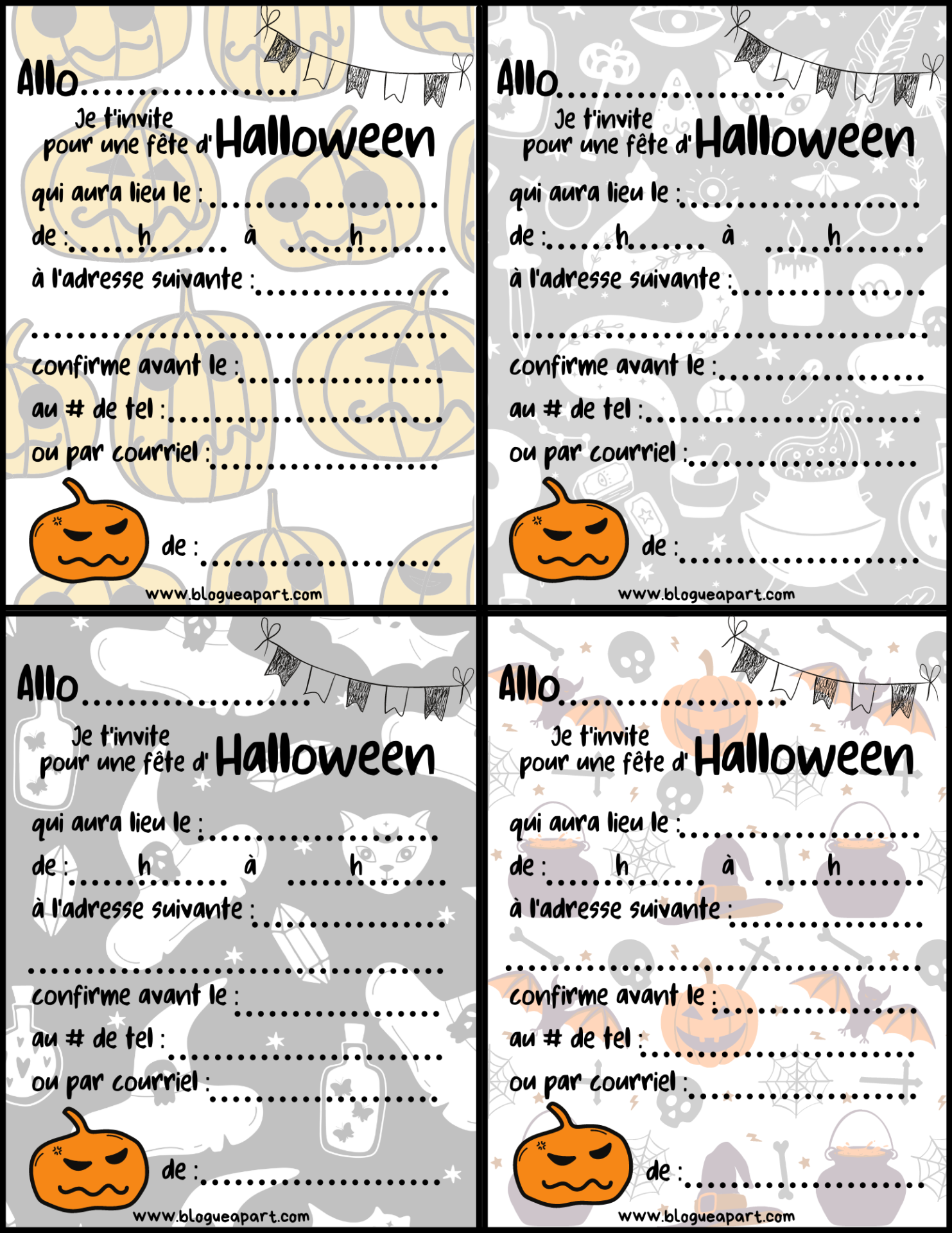 Carte d'invitation Halloween (à télécharger)